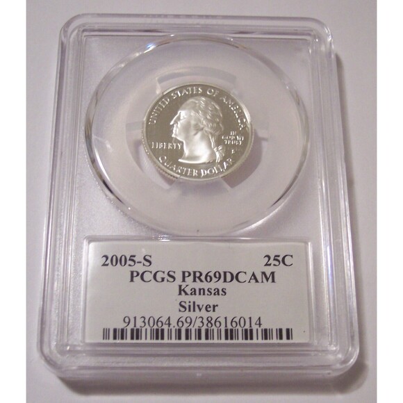 2005 S Silver Kansas State Quarter Proof PR69 DCAM PCGS Flag Label - Picture 2 of 2